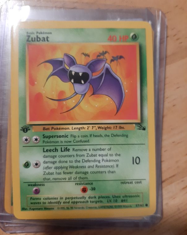 1999 Pokémon Fossil #57 Zubat — front