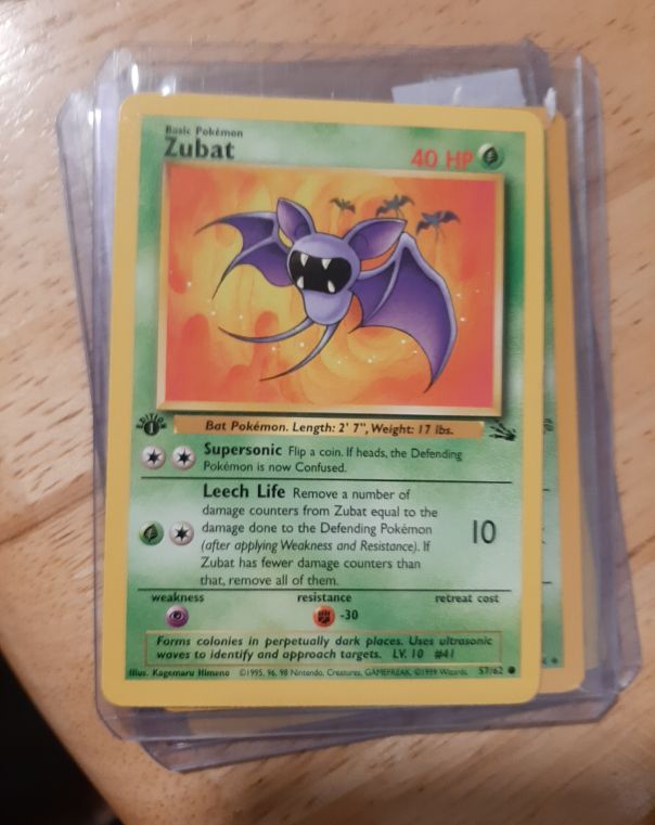 1999 Fossil #57 Zubat — front