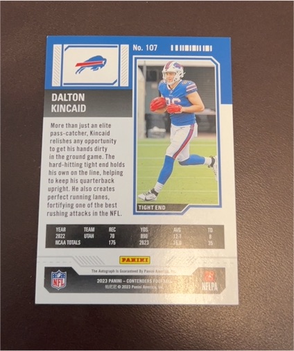 2023 Panini Contenders #107 Dalton Kincaid — front