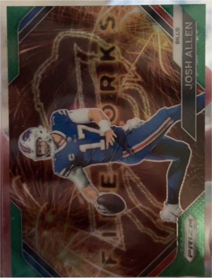2023 Panini Prizm Fireworks Green #F-4 Josh Allen — front
