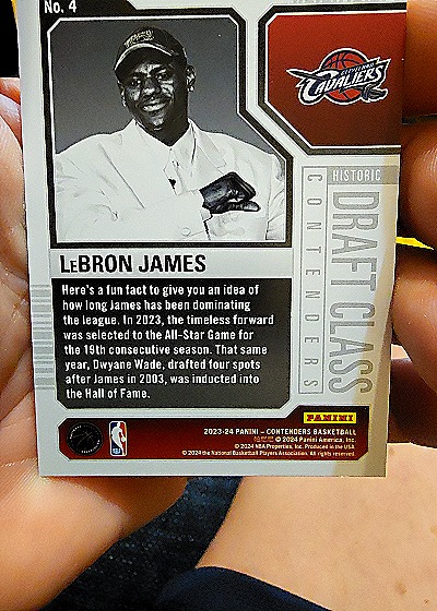 2023-24 Panini Contenders #4 LeBron James Historic Draft Class Contenders — back