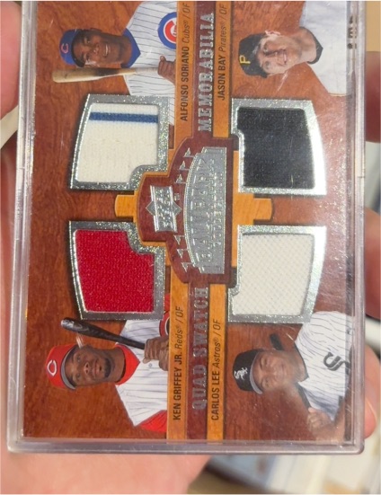 2008 Upper Deck Ballpark Collection #221 Alfonso Soriano/Jason Bay/Ken Griffey Jr./Carlos Lee Quad Swatch — front