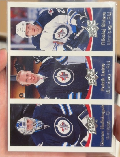 2016-17 Upper Deck Team Triples #TT-W1 Connor Hellebuyck / Patrik Laine / Nikolaj Ehlers — front