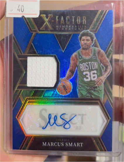2022-23 Panini Select Marcus Smart X-Factor Memorabilia Signatures Blue Prizm Auto — front