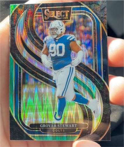 2024 Panini Select #139 Grover Stewart Black & Red Prizm Shock — front
