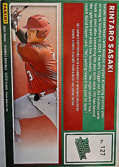 2025 Panini Donruss #127 Rintaro Sasaki Rated Prospect — back