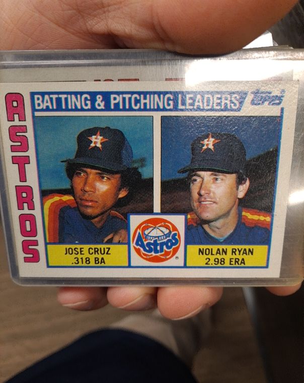 1984 Topps #66 Houston Astros Batting & Pitching Leaders Jose Cruz Nolan Ryan — front