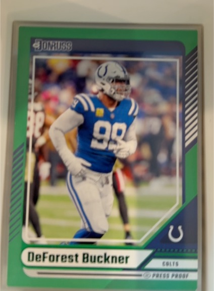 2024 Donruss #142 DeForest Buckner Press Proof Green Colts — front