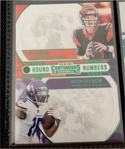 2020 Panini Contenders Round Numbers #RN-BJ Joe Burrow / Justin Jefferson — front