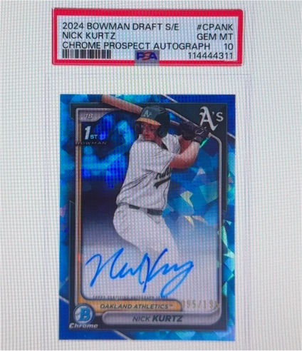 2024 Bowman Draft S/E #CPANK Nick Kurtz Chrome Prospect Autograph — front