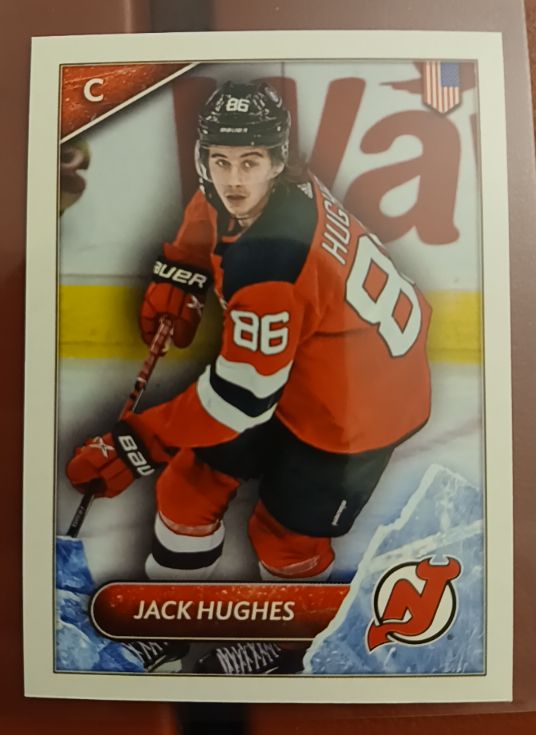 2021-22 Topps NHL Sticker Collection #351 Jack Hughes — front