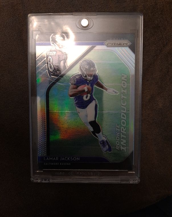 2018 Panini Prizm #RI-12 Lamar Jackson Rookie Introduction Silver Prizm — front