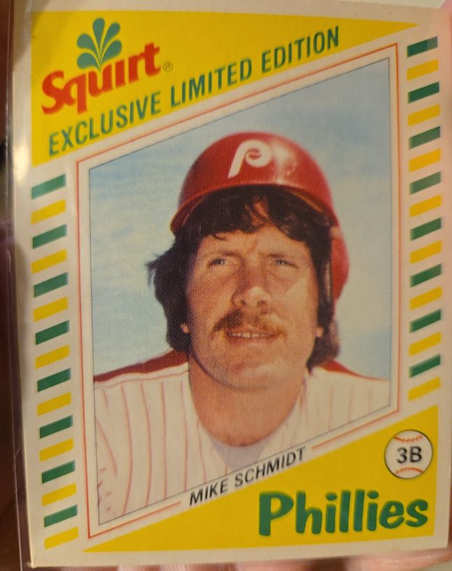 1982 Topps #14 Mike Schmidt Squirt Baseball Game Card — front