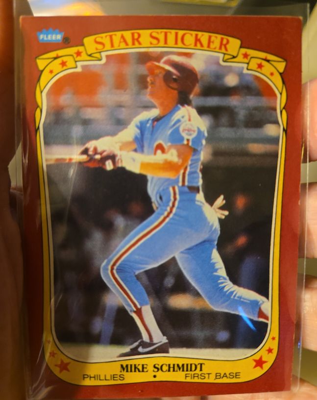 1986 Fleer Star Stickers #107 Mike Schmidt — front