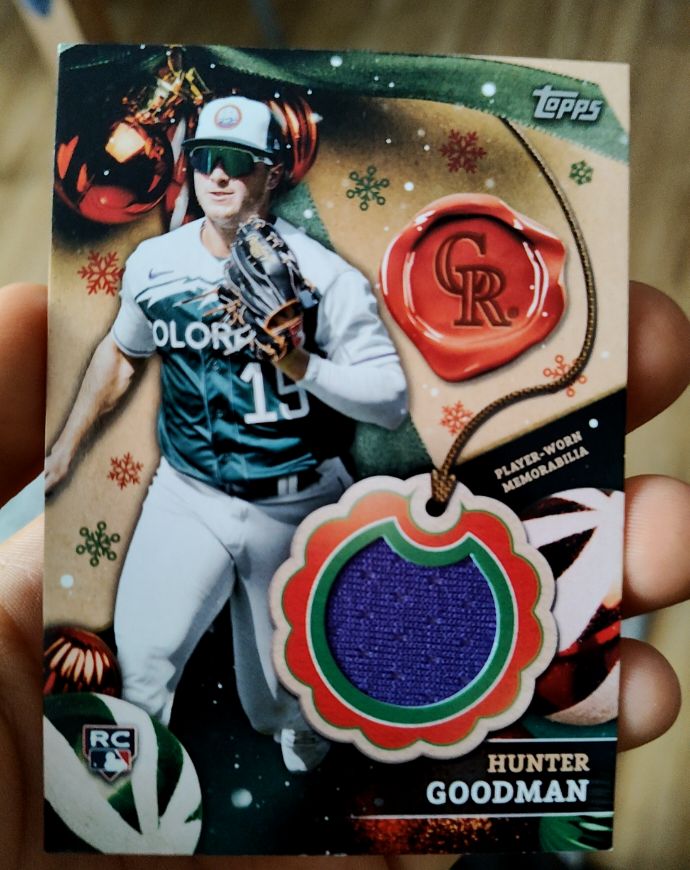 2024 Topps Holiday Relic #RC-HG Hunter Goodman Rookie Rockies — front