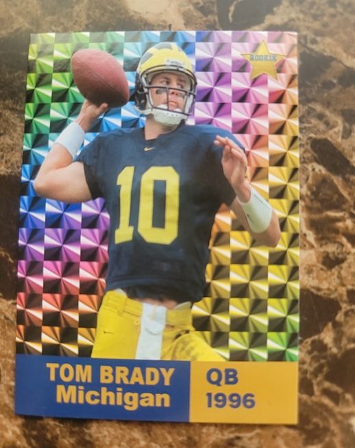 1996 Tom Brady Michigan Rookie Football Card — front