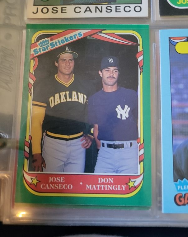 1987 Fleer Star Stickers #131 Jose Canseco Don Mattingly — front