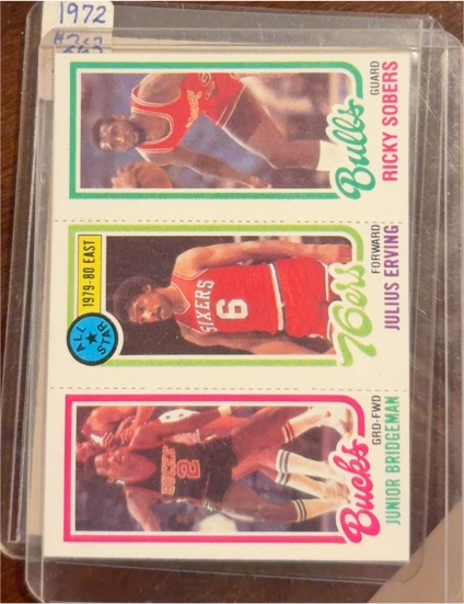 1980-81 Topps #146/1/49 Julius Erving / Junior Bridgeman / Ricky Sobers — front