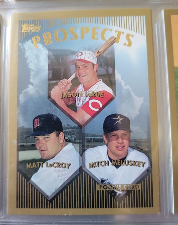 1999 Topps #431 Jason LaRue / Matt LeCroy / Mitch Meluskey — front