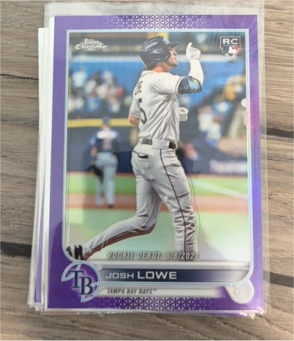 2022 Topps Chrome Update #USC155 Josh Lowe Rookie Debut Purple Refractor — front