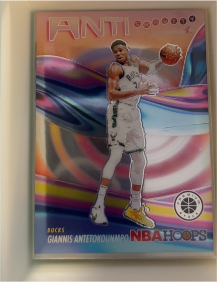 2023-24 Panini NBA Hoops Premium Stock #12 Giannis Antetokounmpo Anti Gravity — front
