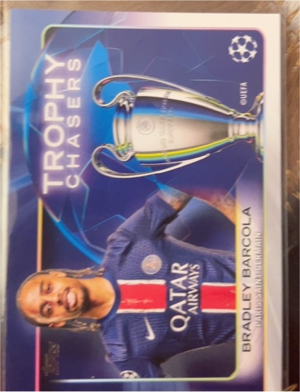 2024-25 Topps UEFA CC #RF-20 Bradley Barcola Trophy Chasers — front