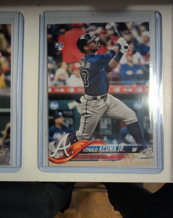 2018 Topps Update #US250 Ronald Acuna Jr. At Bat Blue Jersey Rookie RC — front