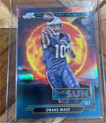 2024 Topps Chrome Cosmic Planetary Pursuit The Sun #PPSU-DM Drake Maye Rookie Card — front