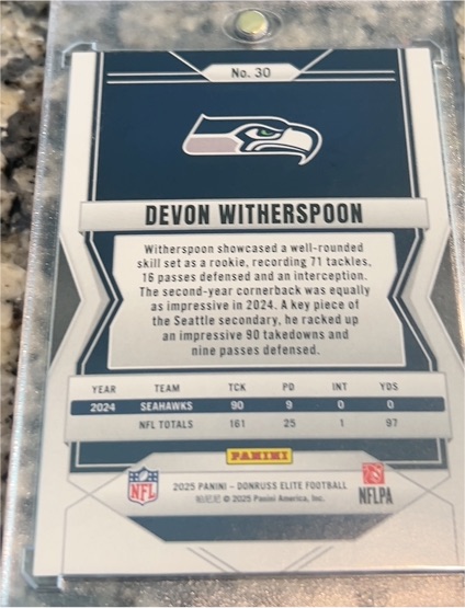2025 Panini Donruss Elite #30 Devon Witherspoon — front