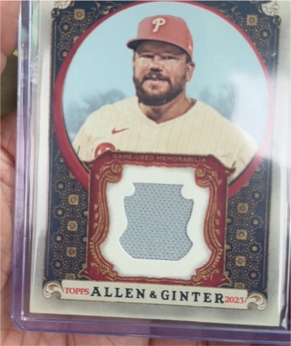 2023 Topps Allen & Ginter Kyle Schwarber Game-Used Memorabilia Relic — front