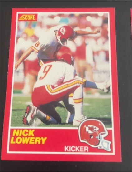 1989 Score #208 Nick Lowery — front