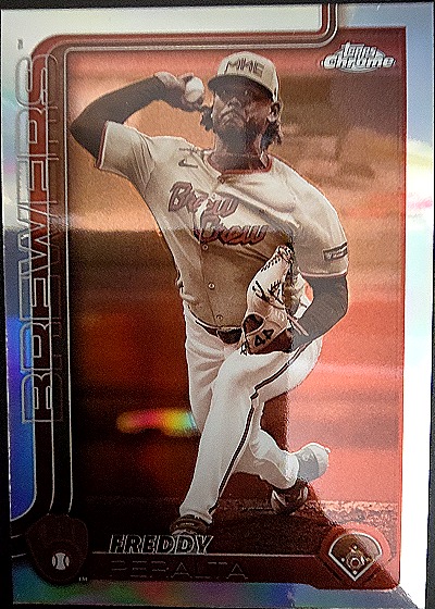 2025 Topps Chrome #95 Freddy Peralta Sepia Refractor — front