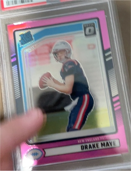 2024 Panini Donruss Rated Rookie Optic Preview Pink Prizm #379 Drake Maye — front