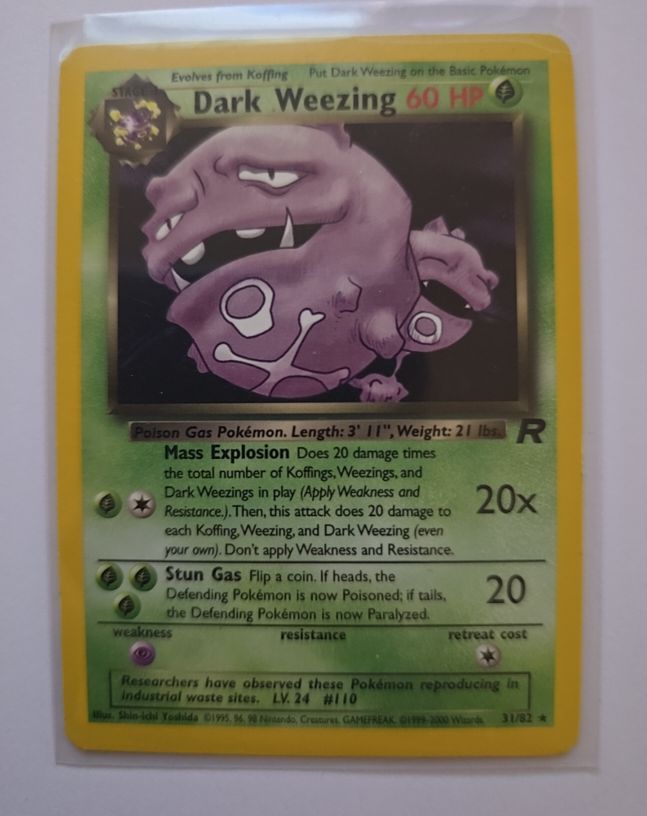 1999 Pokémon Team Rocket #14 Dark Weezing — front