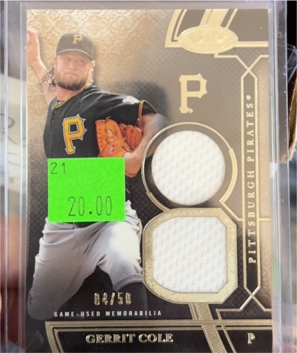 2015 Topps Tier One Dual Jersey Relic #DSR-GC Gerrit Cole — front