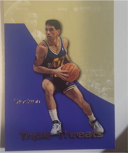 1996 SkyBox Premium #TT7 John Stockton Triple Threats — front