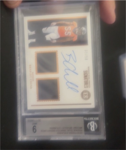 2018 Panini Encased Rookie Dual Patch Auto Sapphire Bradley Chubb #/25 — front