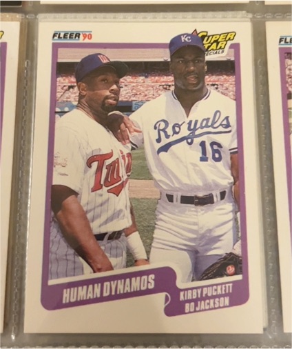 1990 Fleer #635 Human Dynamos Kirby Puckett / Bo Jackson — front