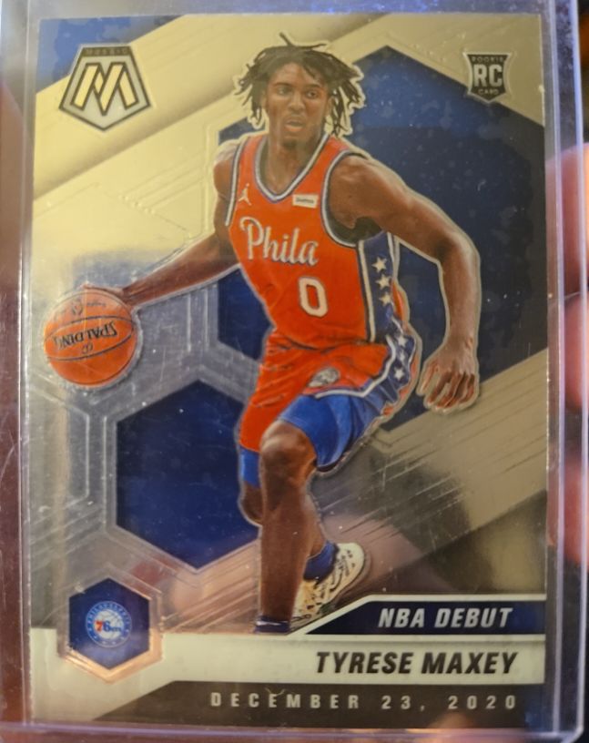 2020-21 Panini Mosaic #263 Tyrese Maxey NBA Debut Rookie Card — front