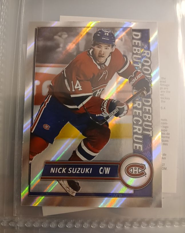 2020-21 Topps NHL Sticker #535 Nick Suzuki Rookie Debut Montreal Canadiens — front
