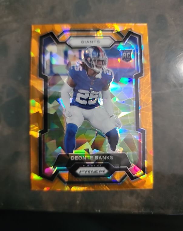 2023 Panini Prizm #Deonte Banks Orange Cracked Ice Rookie Card — front