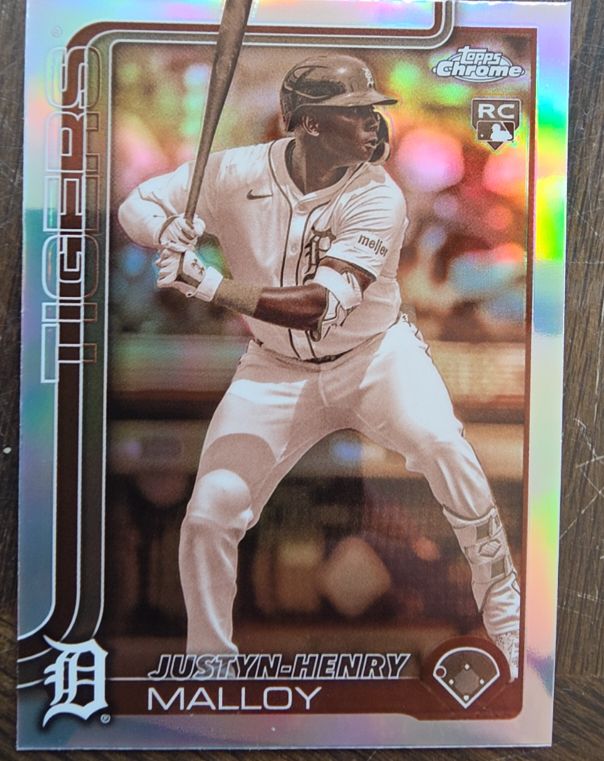 2025 Topps Chrome #224 Justyn-Henry Malloy Sepia Refractor Rookie Card — front