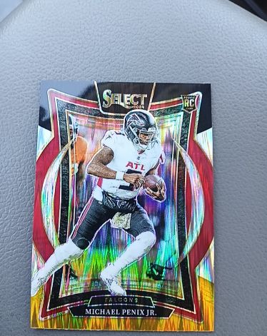 2024 Panini Select #80 Michael Penix Jr. Concourse Level Red & Blue Shock Prizm Rookie Card — front