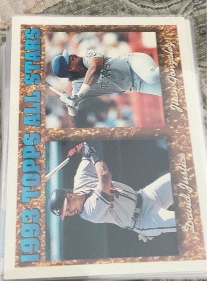 1994 Topps #389 Juan González, David Justice — front
