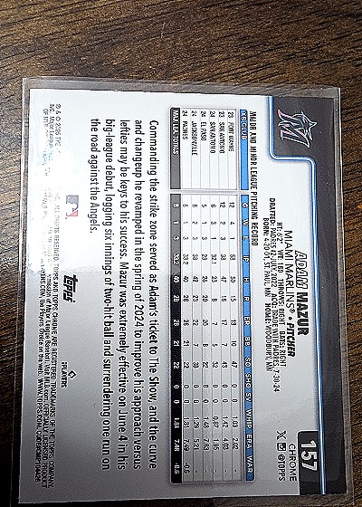 2025 Topps Chrome #157 Adam Mazur — back