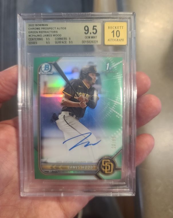 2022 Bowman Chrome Prospect Autos Green Refractors #CPA-JWD James Wood — front