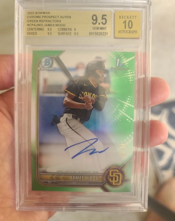 2022 Bowman Chrome Prospect Autographs Green Refractors #CPA-JWD James Wood — front