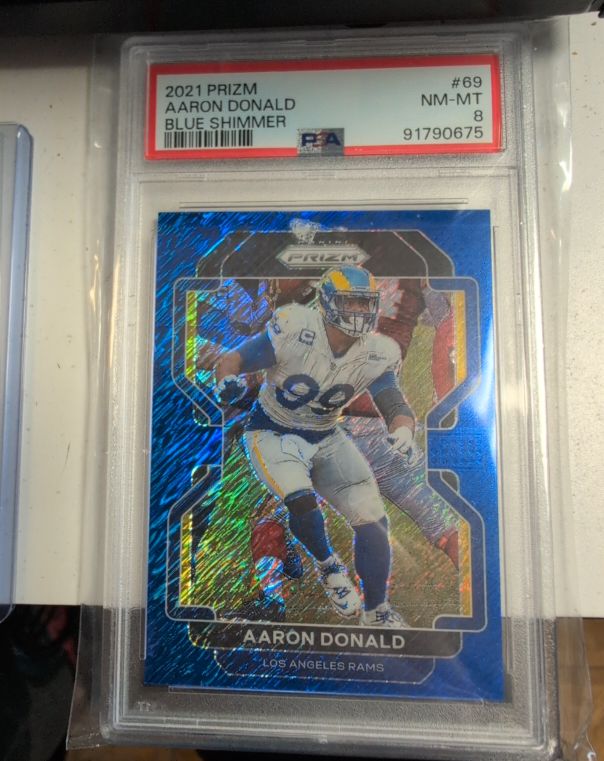 2021 Panini Prizm #69 Aaron Donald Blue Shimmer — front