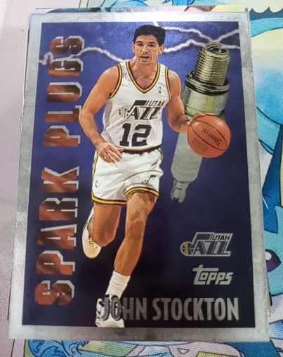1995-96 Topps #SP5 John Stockton Spark Plugs — front