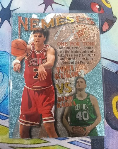 1995-96 Topps Stadium Club Nemeses #N9 Toni Kukoc / Dino Radja — front